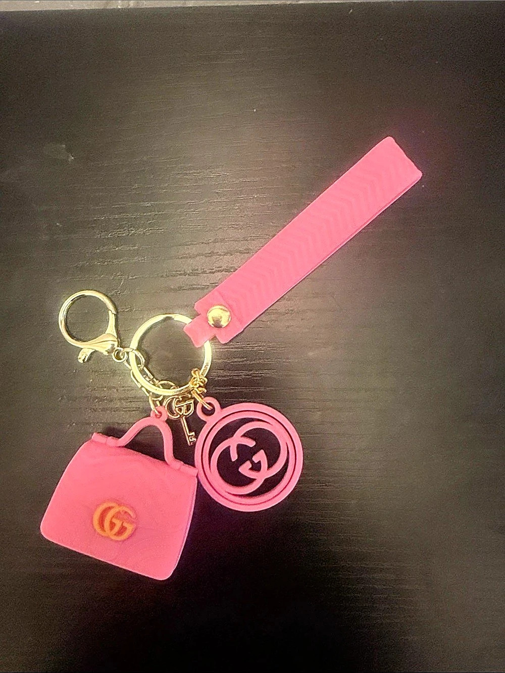 Inspired Pink & Black Keychain Wallet/Bag Charm